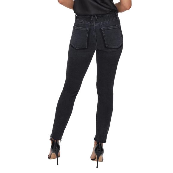Good American Good Classic Chewed High Waist Ankle Skinny Jeans Black 10 / 30 - Picture 11 of 13